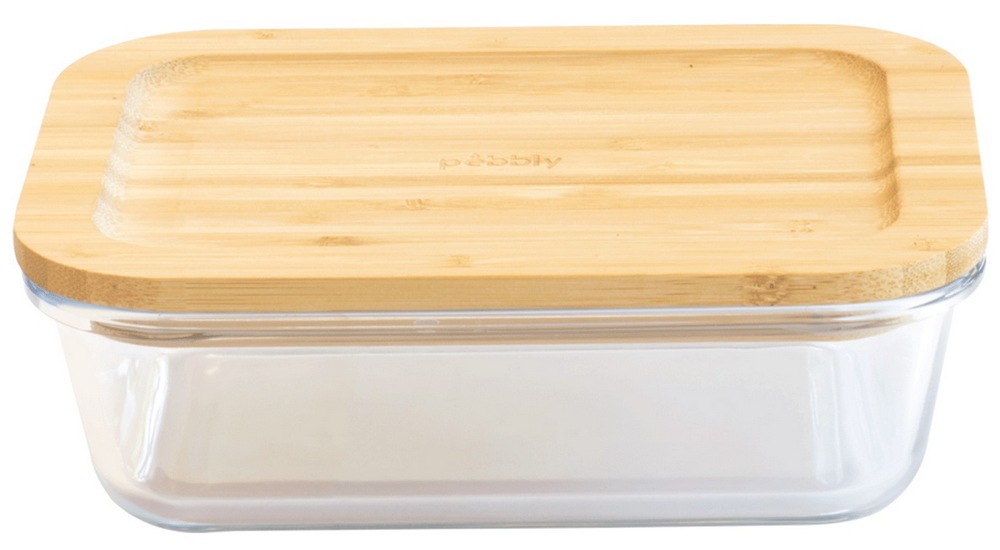 Vorratsdose rechteckig Glas/Bambus