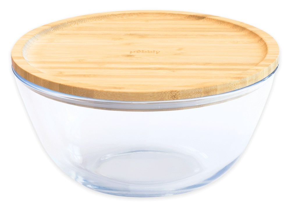 Rührschüssel rund Glas/Bambus