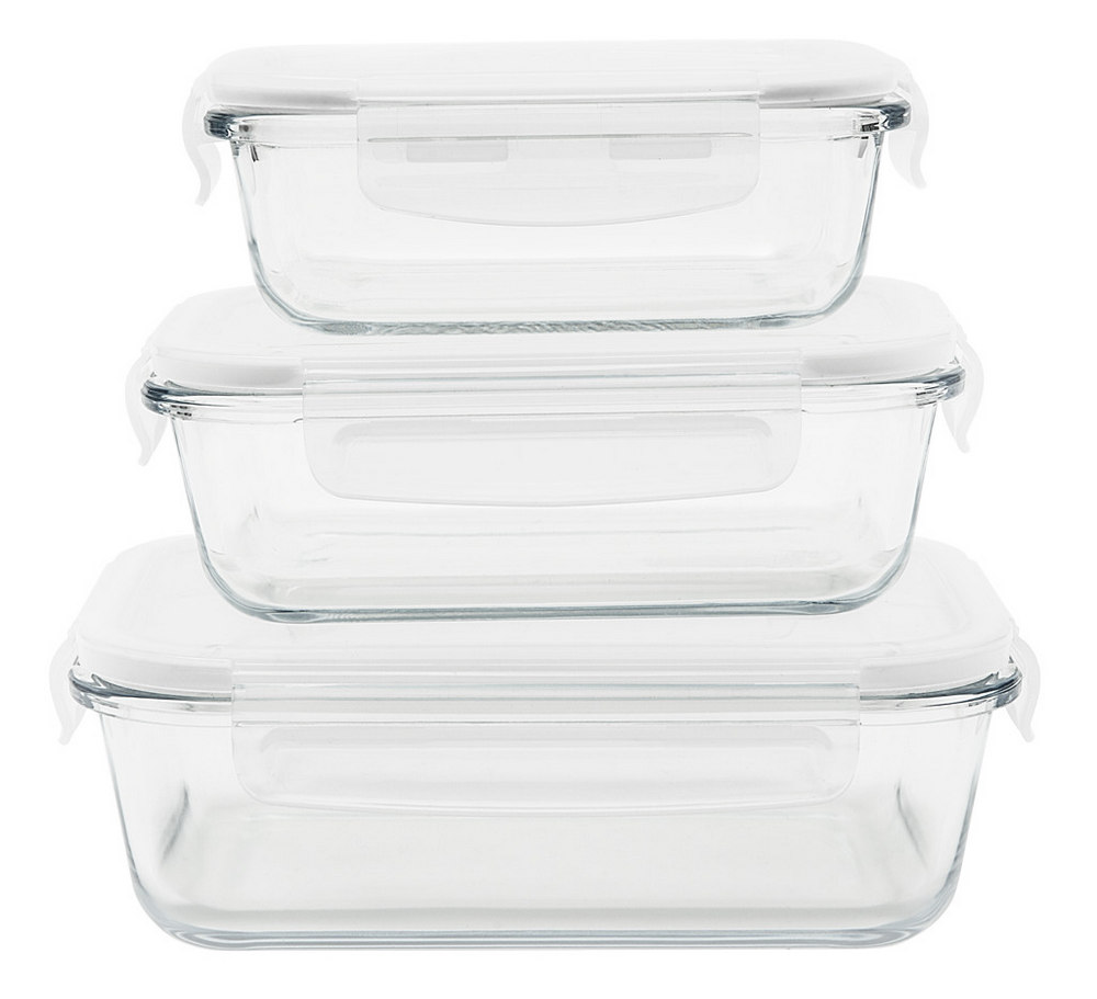 Frischhaltedosen rechteckig 3er Set Glas/PP