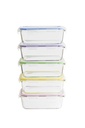Frischhaltedosen rechteckig 5er Set Glas/PP bunt