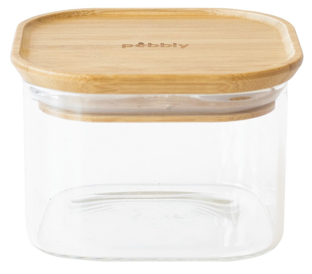 Vorratsdose quadratisch Glas/Bambus