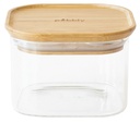 Vorratsdose quadratisch Glas/Bambus