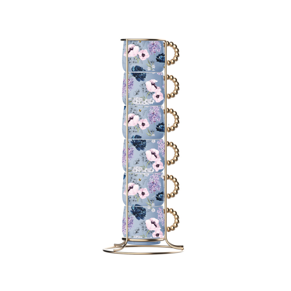 Bridgerton 6 stapelbare Espressotassen mit Metallgestell