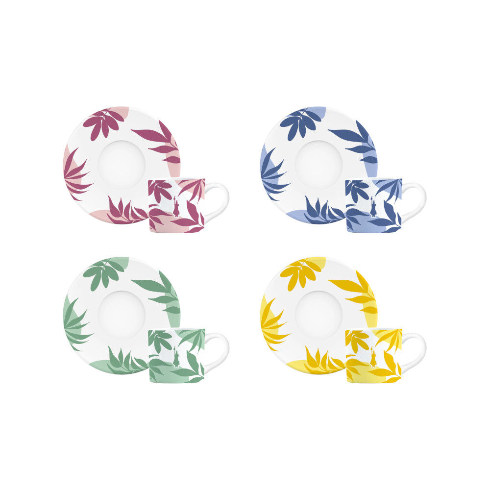 Espressotassen mit Untertassen 4er-Set farbig