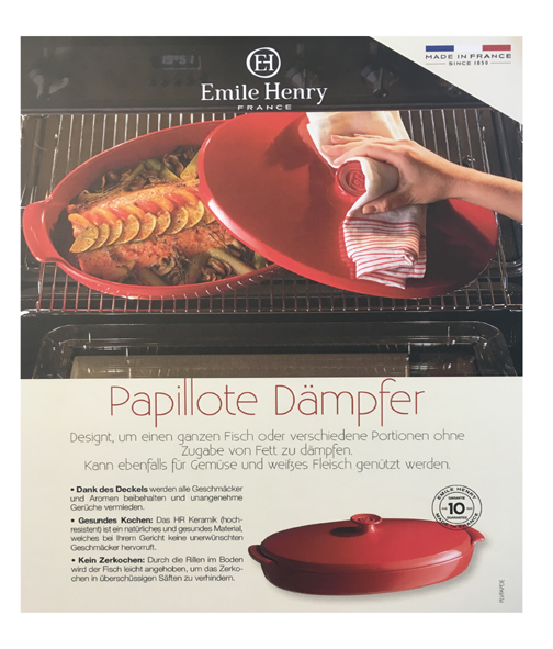 Showcard Papillote Dämpfer Wein