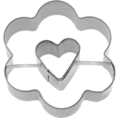 Ausstecher Rosette mit Herz 2D 6,5 cm 