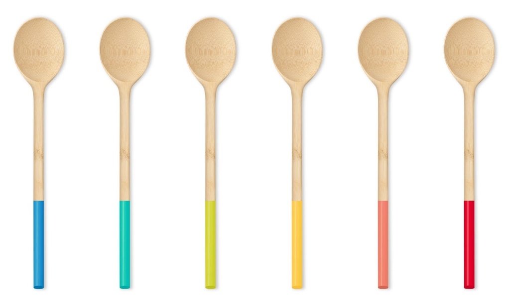 Kochlöffel M 30 cm bunt Bambus