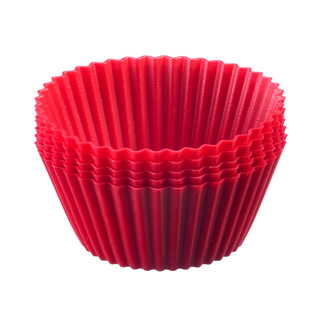 6 Silikon Muffinformen, ø 7 cm, rot