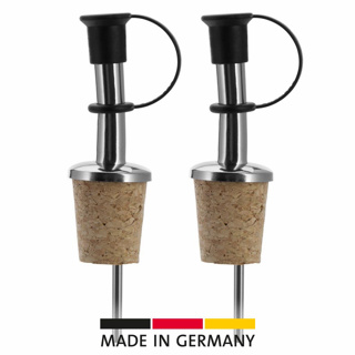 2 Ausgießer »Inox Standard«, Naturkork, Schlaufenkäppchen