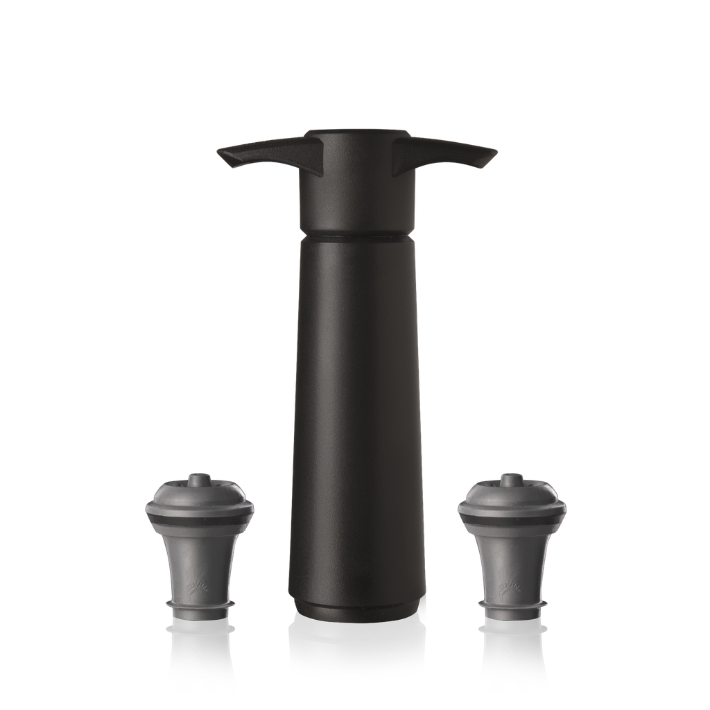 Weinpumpe schwarz (1 Pumpe, 2 Wein Stopper) Faltschachtel