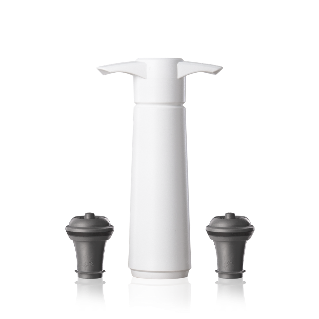 Weinpumpe weiß (1 Pumpe, 2 Wein Stopper) Faltschachtel
