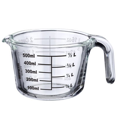 Messkanne Glas 0,5l offener Griff