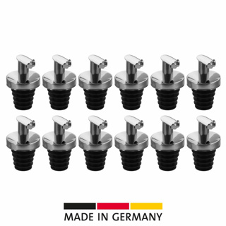 12 Ausgießer »Inox Öl-Spezial«, PE Korken, Mettallkläppchen, Display 