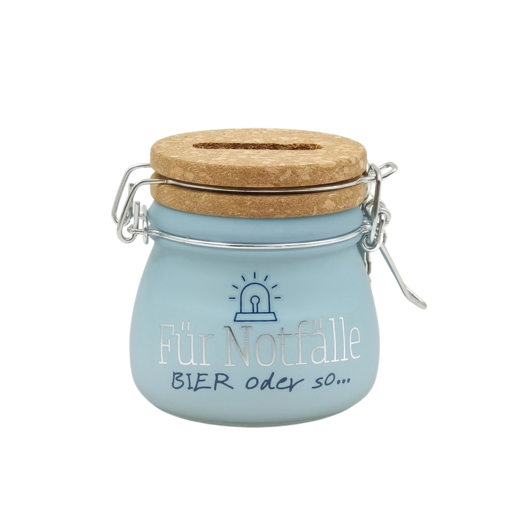 Sparglas MINI "für Notfälle…Bier" mit Schloss (6 Stück)