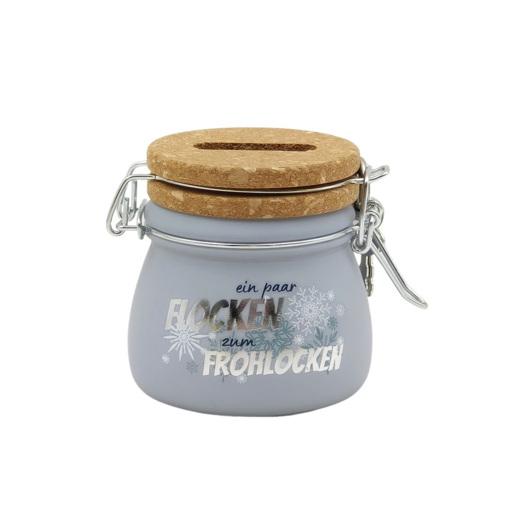 Sparglas MINI "Flocken zum Frohlocken" mit Schloss (6 Stück)