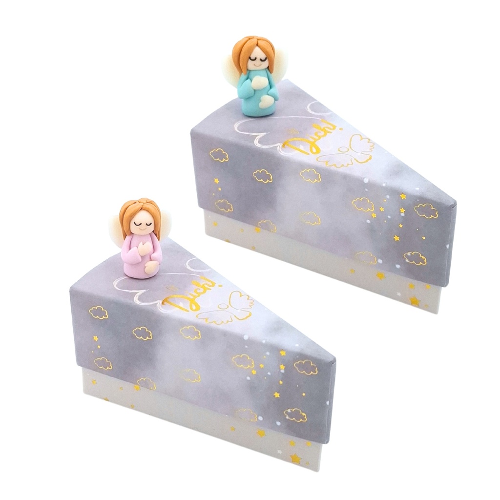 Tortenstück-Geschenkschachtel mit Schutzengel (12 Stück)