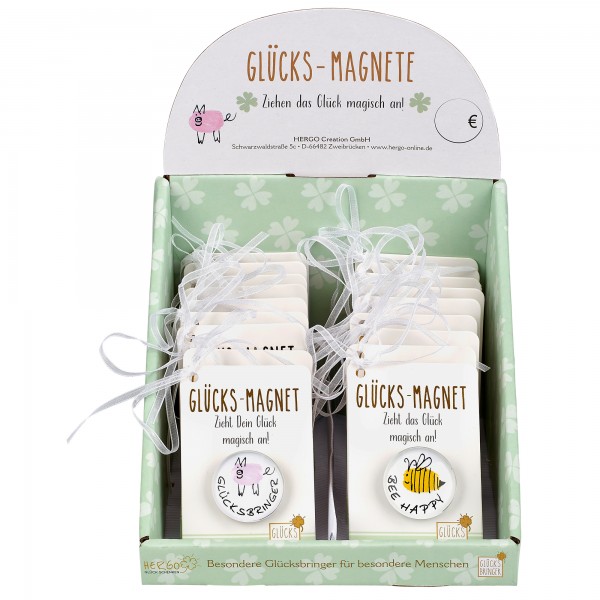 SET Glücks-Magnet, 30 Stück, 5-fach sortiert, inklusive Display