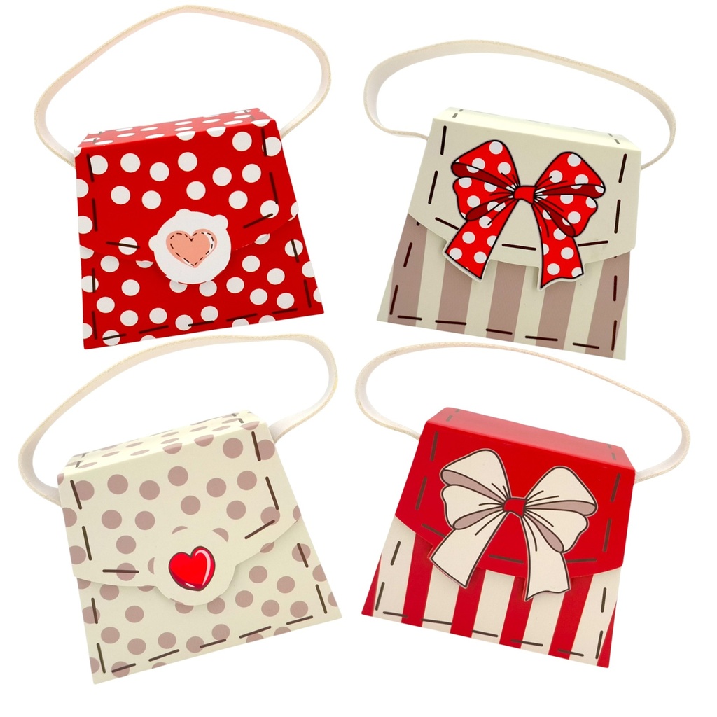 SET Mini Handtaschen-Geschenkschachtel Liebe, 4-fach sortiert (16 Stück)