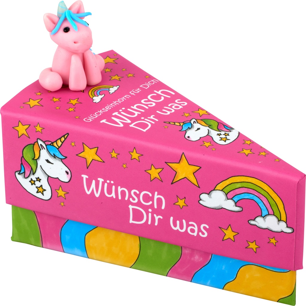 Tortenstück-Geschenkschachtel Einhorn "Wünsch Dir was" (12 Stück)