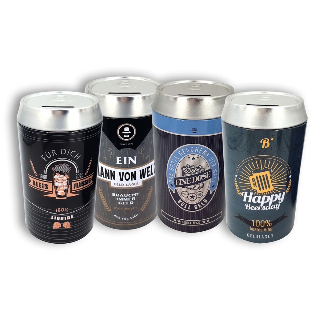 Set Bier-Spardosen, 16 Stück, 4-fach sortiert