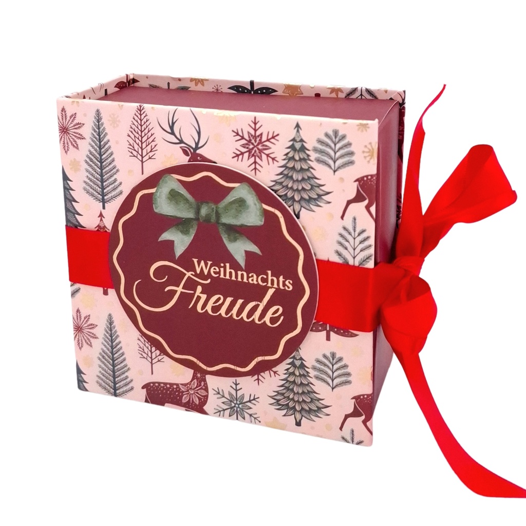 Schleifen-Geschenkschachtel 13 cm, Weihnachten-Freude (6 Stück)