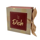 Schleifen-Geschenkschachtel 13 x 13 cm, "für Dich" rot/creme 6 Stück
