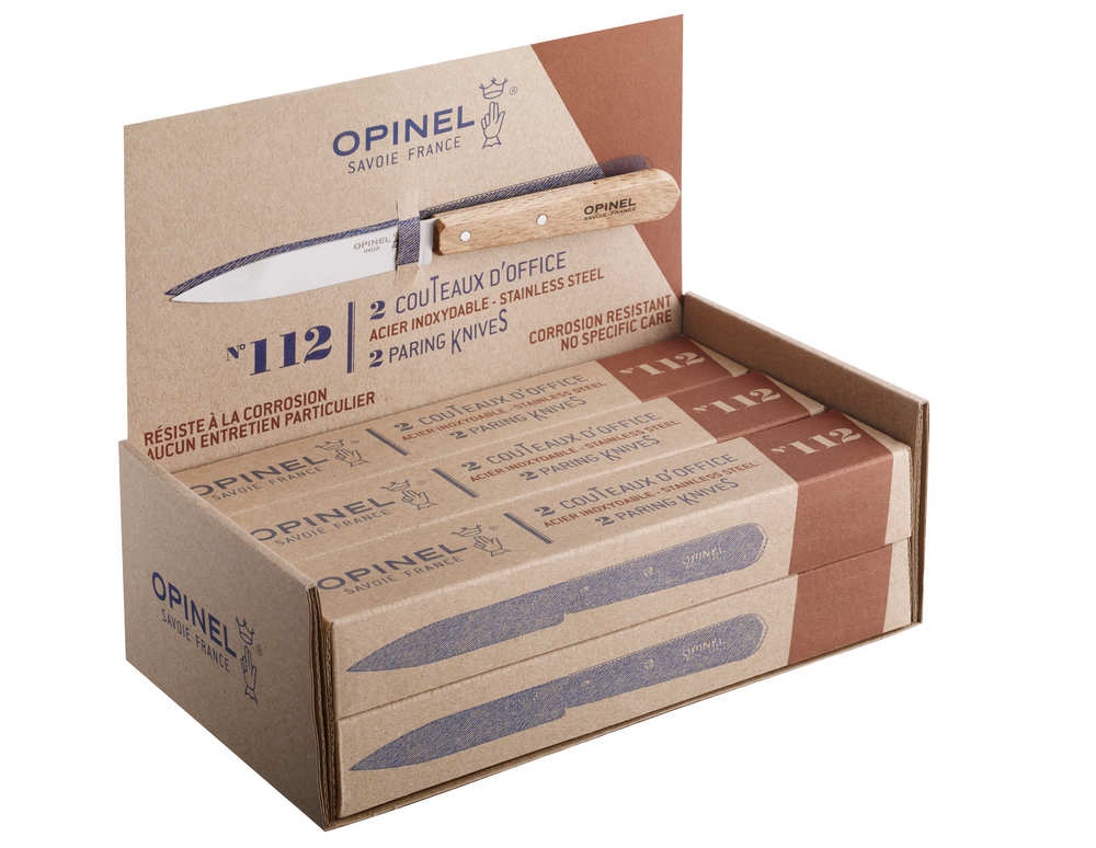 Display mit 6 Sets mit je 2 Officemessern N°112 naturfarben Ein Muster im Display enthalten