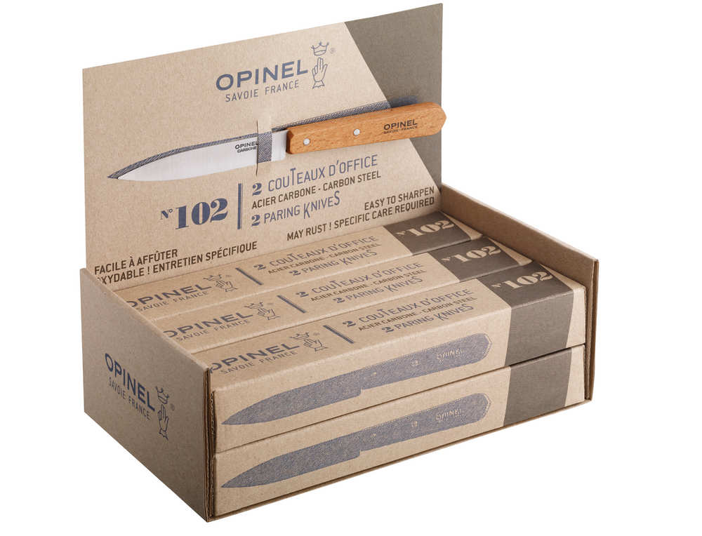 Display mit 6 Sets mit je 2 Officemessern N°102 naturfarben Ein Muster im Display enthalten