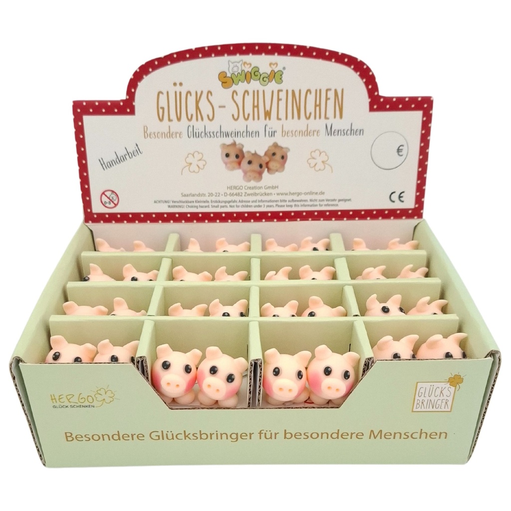 Set Swiggie Glücksschweinchen rosa, 64 Stück im Display