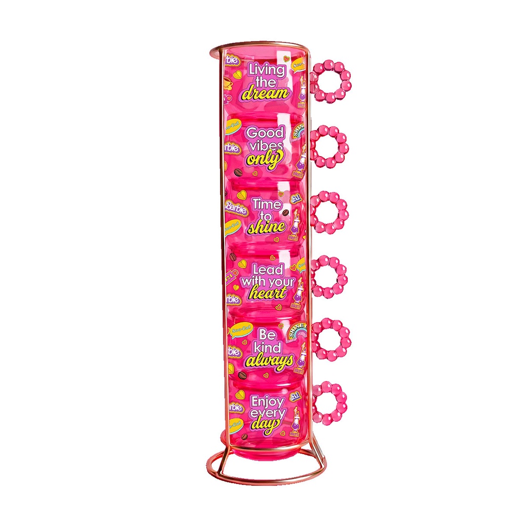 Barbie 6 stapelbare Espressotassen mit Metallgestell