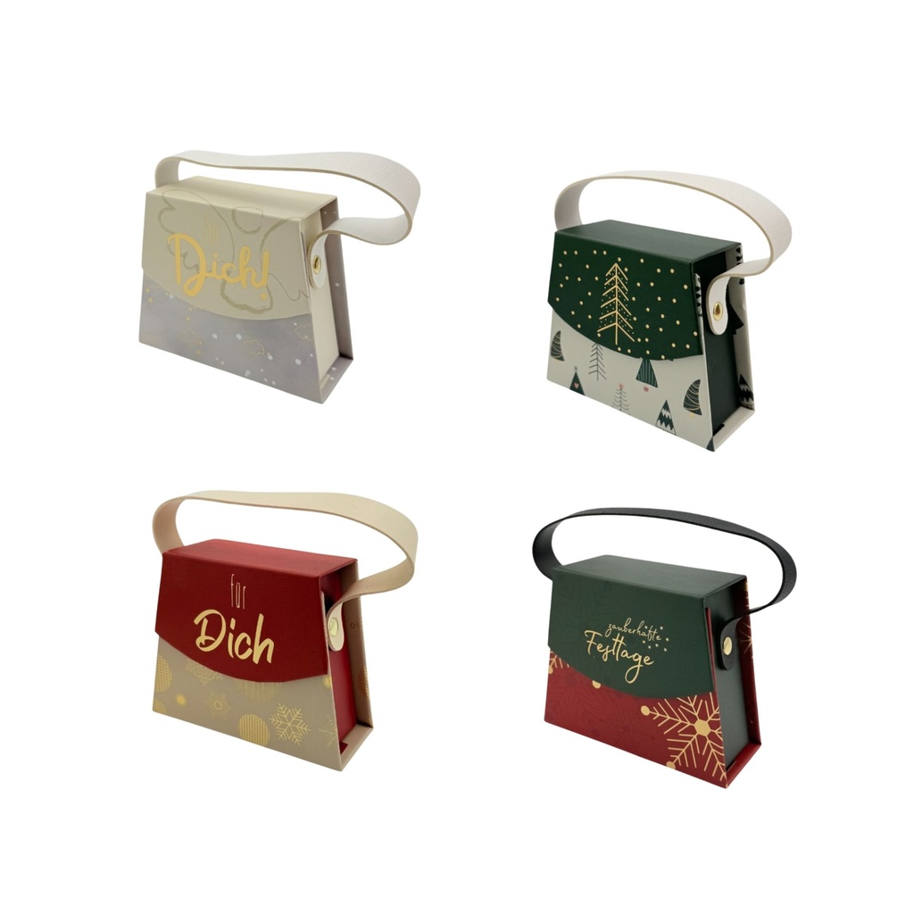 SET Mini Handtaschen-Geschenkschachtel Weihnachten, 4-fach sortiert (16 Stück)