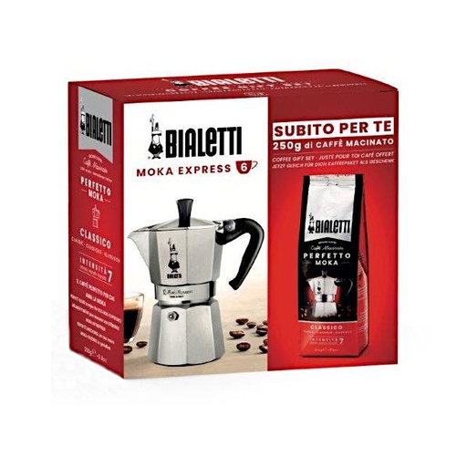 [JE3545] Moka Express 6 Tassen.+ Perfetto Moka Classico 250g