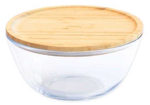 Rührschüssel rund Glas/Bambus