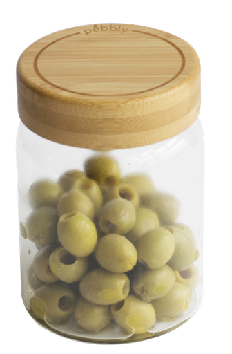 Vorratsdose rund mit Schraubdeckel Glas/Bambus