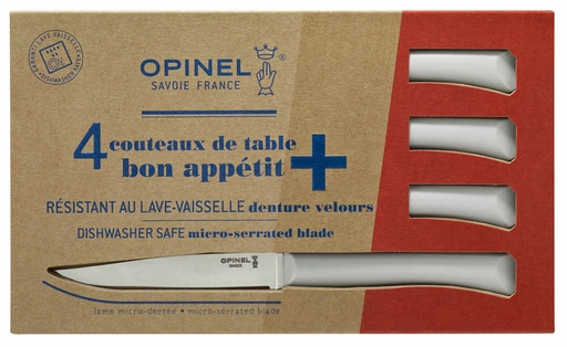 [OP001904] Tafelmesser-Set 4-tlg Bon Appétit spülmaschinenfest Hellgrau