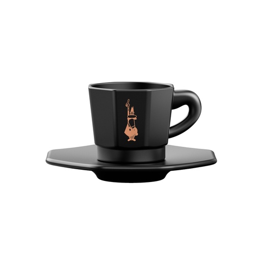 [JERTATZ403] 4 Stück achteckige Espressotassen mit Untertassen schwarz matt