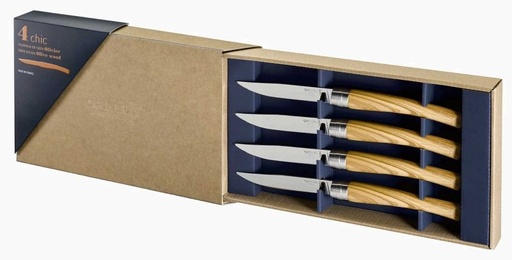[OP002481] Tafelmesser-Box Chic Olivenholz 4-teilig