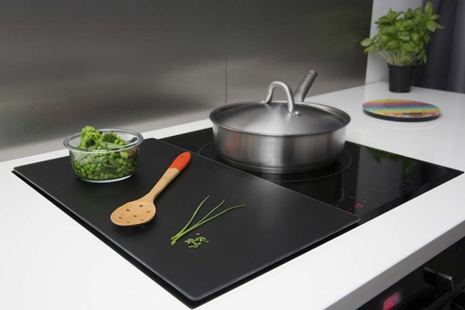 [PB9914PPMID] Ceranfeldschutz 1/2 schwarz, 50x28 cm, aus gehärtetem Glas
