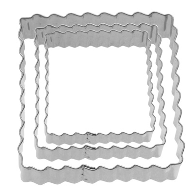 [W-35272291] 3 Terrassen-Ausstechformen »Quadrat gewellt«, 4 cm, 5 cm, 6 cm