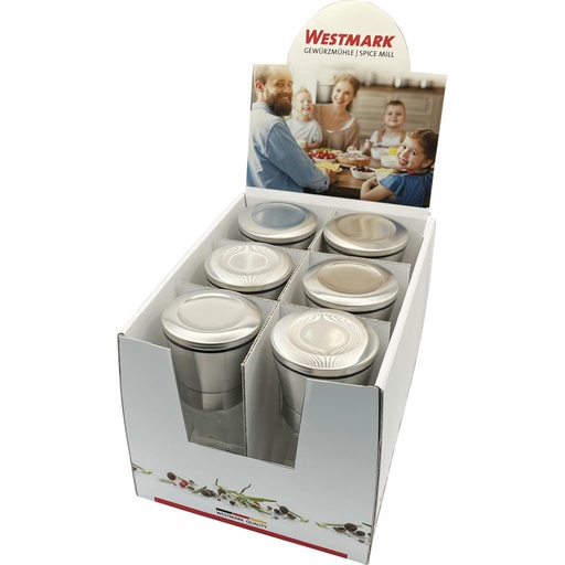 [W-63342611] 6 Gewürzmühlen »Edelstahl«, im Display