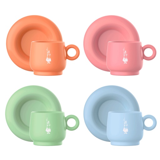 [JEPFRUIT003] Mercato Della Frutta Espressotassen und Untertassen 4er-Set – Farbenmix