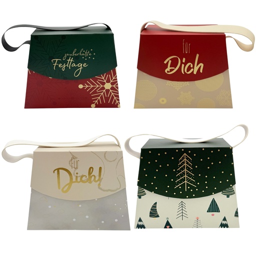 [HG5724] SET Handtaschen-Geschenkschachtel Weihnachten, sortiert (12 Stück)