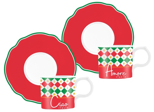 [JETRICOL01] 2 Espressotassen mit Untertassen Italia