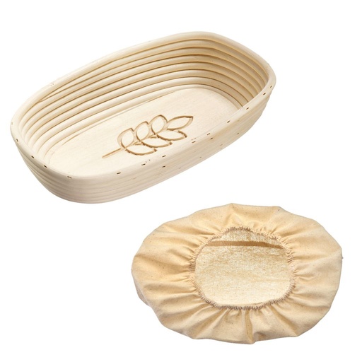 [W-3235227B] Set Gärkörbchen oval, mit Ähre, 34 x 20,5 x 8 cm, mit Bezug