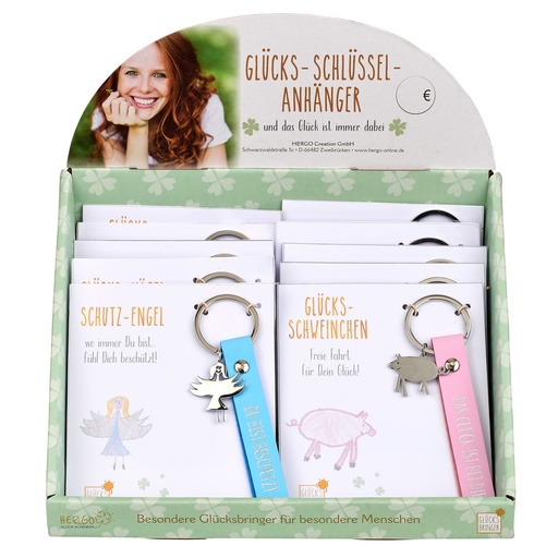[HG1713] SET Glücks-Schlüsselanhänger 20 Stück, 4-fach sortiert, inkl. Display
