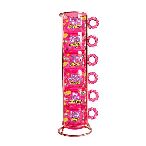 [JEBRB03] Barbie 6 stapelbare Espressotassen mit Metallgestell