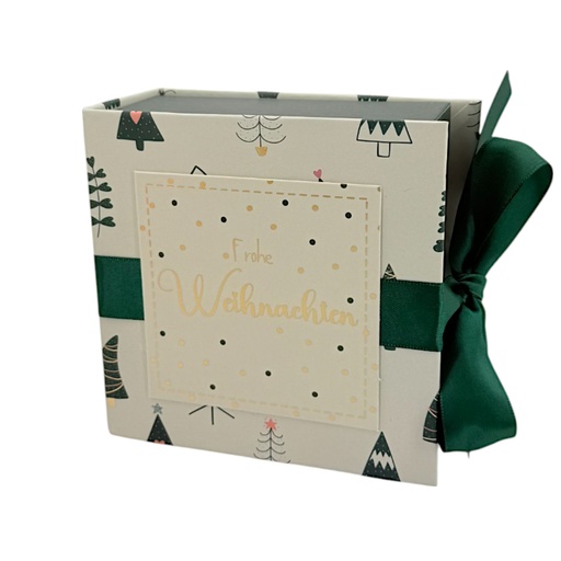 [HG5377] Schleifen-Geschenkschachtel 13 cm, Frohe Weihnachten (6 Stück)